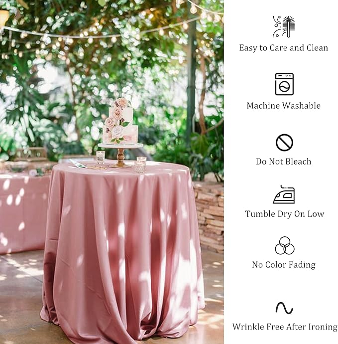 8 Pack Premium Round Tablecloth 90 Inch Round Table Covers Bulk Washable Polyester Fabric Round Table Clothes for Wedding Party Reception Banquet Buffet Restaurant (Dusty Rose, 90 Inch)
