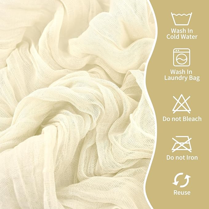 50 PCS Cheesecloth Chair Sashes, Bows Designed ChairSashes, 15.7x70 inch Chair Sashes for Aisle Decorations Universal Chairs Cover Decoration for Wedding Reception Party Banquet (Ivory)