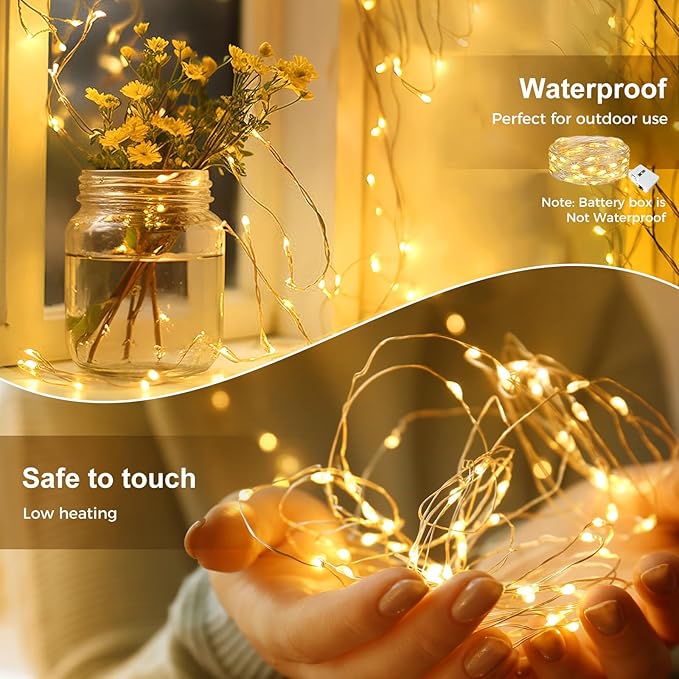 kolpop 30 Pack LED Fairy Lights Battery Operated, 7FT 20 LED Mini Twinkle String Lights Battery Powered Waterproof for Christmas Mason Jars Party (Warm White)