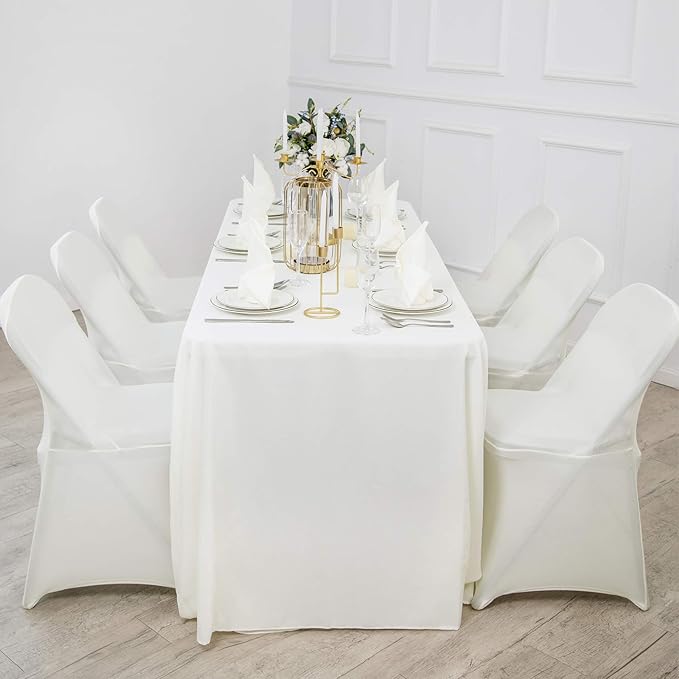 Ascoza 2pack 60x84 Inch Ivory Rectangular Tablecloth 4 Feet Table Cloth in Polyester Fabric for Wedding/Banquet/Restaurant/Parties