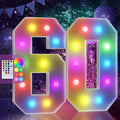 Marquee Numbers Colorful 60th-Birthday Decoration: 4FT Large Light Up 60 Year Old Birthday Decorations Anniversary Backdrop for Men Women Cardboard White Sign 18 Colors Number 60 Mosaic Balloon Frame