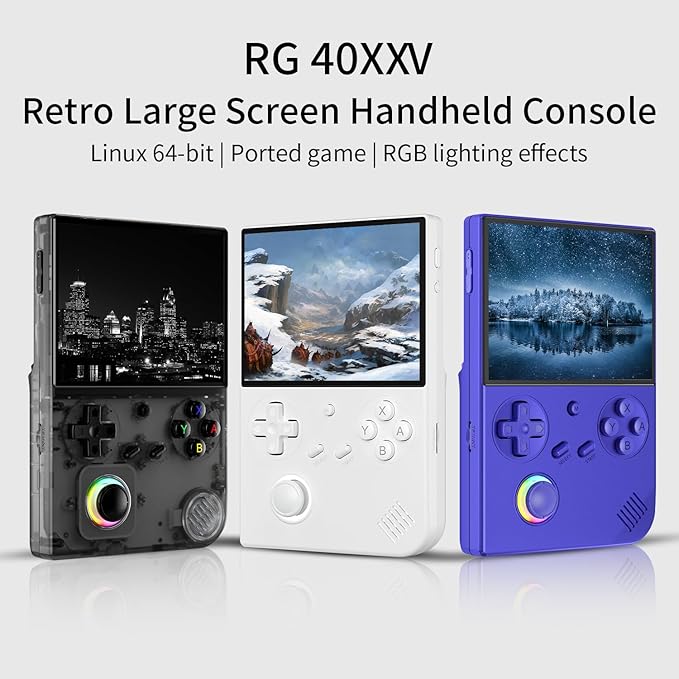 RG40XX V Handheld Game Consoles RG40XXV Retro Game Console Built-in 64G TF Card Preloaded Games 5000+ RG 40XXV Portable Gaming Console Linux 64-bit Supports WiFi Bluetooth HD Output Blue
