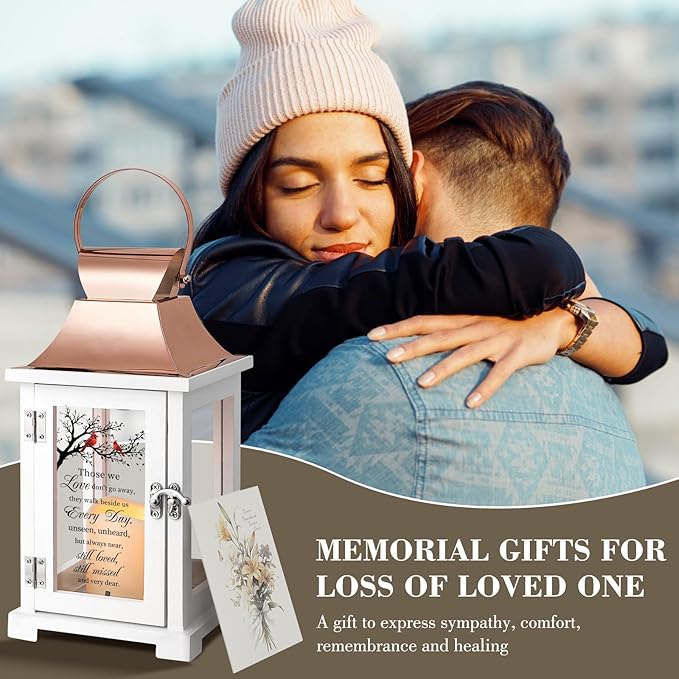 Memorial Lantern, Bereavement Sympathy Gifts for Loss of Loved One Mother Father Brother Sister, Sympathy Lantern Condolences Funeral Gifts in Memory of Loved One with LED Candle
