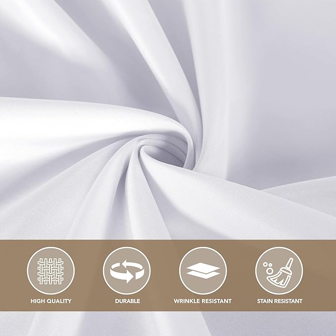 sancua White Square Tablecloths 54x54 Inch - Fabric Table Cloth for Square or Round Tables, Washable Polyester Table Cover for Dinner, Holiday Party, Decorative Display Tables