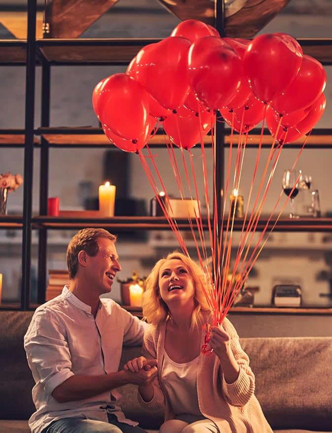 Red Heart Balloons, 50 Pcs 12 Inch Heart Shaped Balloons, Red Latex Balloon, Romantic Valentines Balloons for Birthday Party Wedding Engagement Party Baby Shower Valentine Day Decorations