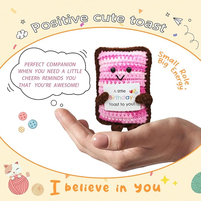 Handmade Crochet Toast Bread-Adorable Gift for Food Lovers!Birthday Present for Bakers & Breakfast Enthusiasts,Cozy Emotional Support Gift,Custom Crochet Doll for Men and Women Who Love Bread