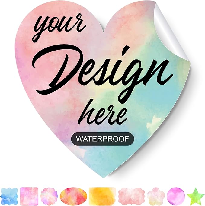 Custom Stickers Personalized Labels - Customized Stickers with Any Design Image Logo Text,Custom Stickers for Business Logo,Custom Thank You Label Stickers,100 Labels (Heart,1.5"x1.5")