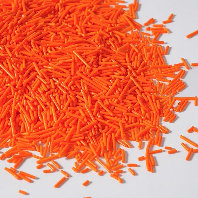Edible Orange Sprinkles, Jimmies Sprinkle, Orange Sprinkles for Cupcakes, Cakes, Cookies, Macarons, Ice Cream, Perfect for Halloween, Fall, Thanksgiving Day(120g/4.23oz)
