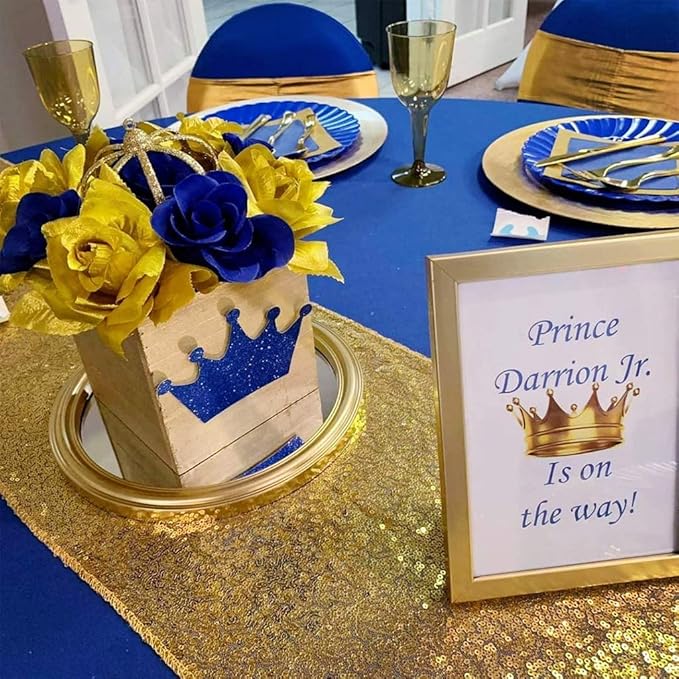 Eternal Beauty Gold Table Runner for Wedding, 5PCS-12x108 Sequin Table Runner Decorations for Birthday Parties, Banquets, Graduations,Christmas