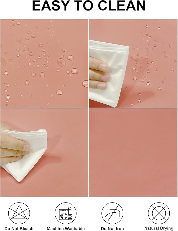 Fokitut 2 Pack Waterproof Rectangle Tablecloth, 60x102 Inch, Stain Resistant and Wrinkle Polyester Table Cloth, Fabric Table Cover for Kitchen Dining, Wedding, Party, Holiday Dinner-Dusty Pink