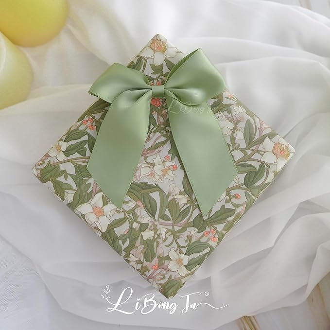 4.5" Satin Ribbon Sage Green Bows for Gift Wrapping, Twist Tie Bows, Cute Bows for Crafts, Party Favors, Premade Bows Pre-Tied Decorative Bows for Flower Bouquets Candy Apple Bows-24 Counts