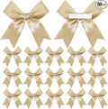 50 Pieces Gift Wrap Bows Premium Satin Ribbon Bows 3.3 Inch Craft Bows for Gift Wrapping DIY Treat Bags Holiday Gifts Bag Party Decorations, Wedding Decor Christmas Birthday Presents (Golden)