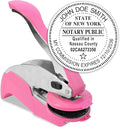 MaxMark Notary Seal Round Pink Embosser for New York State - Includes Gold Burst Seal Labels (50 Count)