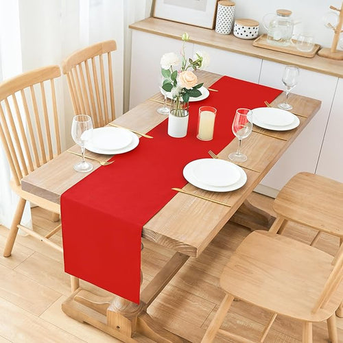 2 Pack Red Table Runner 12 x 90 Inch Solid Color Farmhouse Runners Coffee Table Dresser for Daily Party Home Decoration