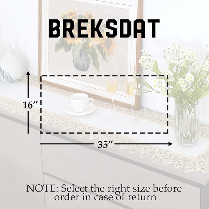 Beige lace Premium Rectangle Farmhouse Tablerunner Waterproof OilProof SpillProof AntiShrink Soft Wrinkle Resistant Decorative Fabric Table Cover Kitchen Dinning Party Wedding banque