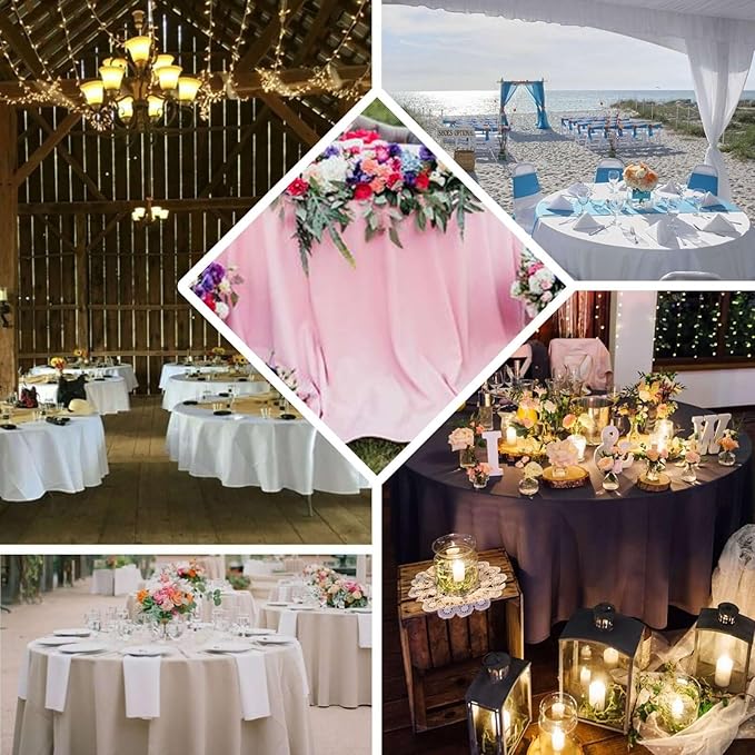 Efavormart Round Tablecloth, 108 Inch Stain & Wrinkle Resistant Washable Table Cloth, Decorative Polyester Fabric Table Cover for Banquet, Wedding, Dining- Hunter Green