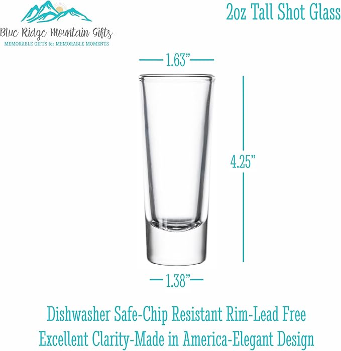 Custom Engraved Shot Glass – 2oz Tall Clear Glass – Personalized Gift for Wedding Party – Classic Etched Barware Keepsake for Groomsmen, Bridesmaids, and More (6)