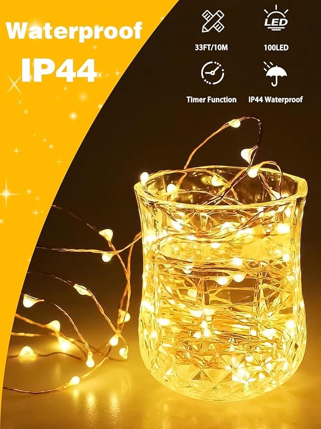 6 Pack Each 33FT 100LED Fairy Lights Battery Operated with Remote, Waterproof Twinkle Lights with Timer, Cuttable String Light Indoor & Outdoor for Bedroom Classroom Wedding DIY Christmas (Warm White)