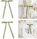50 PCs Sage Green Bow 5 Inch Long Tail Bows for Gift Wrapping, Wedding Bow Party Decorations, Twist Tie Bows, Satin Bows for Crafts, Premade Bows for Presents, Treat Bags, Bottles, Cakes