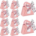 VGOODALL Small Gift Boxes with Bow Handle, Party Favor Boxes, 10 Pack, Pink, PU Leather for Wedding, Baby Shower, Birthday
