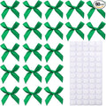 60pcs 1.7" Mini Green Ribbon Bows Decor – Small DIY Satin Bows for Crafts, Little Bows for Gift Wrapping, Tiny Bow Stickers for Note Card Bow Baby Shower Cake and Candle Decorations