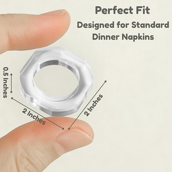 Acrylic Napkin Rings Set of 12-Elegant Napkin Holders for Cloth Napkins, Classic Round Serviette Rings for Dining Table Décor, Weddings, Banquets, Parties & Gatherings (Transparent)-ALPHA Living HOME