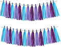 Dark Purple,Light Purple and Blue Tassel Garland Banner Paper Tassels for Birthday Party Decorations,Pack of 15