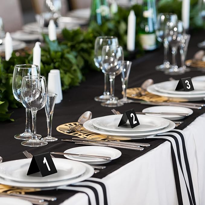 Tuanse Table Numbers 1-50 Acrylic Double Side Numbered Table Tents Restaurant Wedding Number Cards Signs for Banquets Party Wedding Reception(Black)