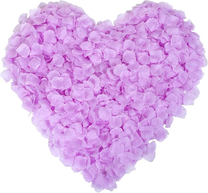ocharzy 1000 PCS Rose Petals Fake Rose Petals for Romantic Night, Wedding Flower Decoration, Party, Events (Light Purple)