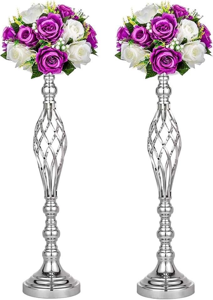 Wedding Centerpieces for Reception Tables - Twist Candleholder Stands, Flower Arrangement Vases, Metal Road-Leading Home Decor