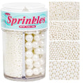 White Edible Sugar Pearl Sprinkles for Cake Decorating, Candy Pearls Sprinkles for Cupcake, Cookie, Baking Cake Decorations, 4 sizes, 160g/5.64oz, Wedding Party Chirstmas Supplies