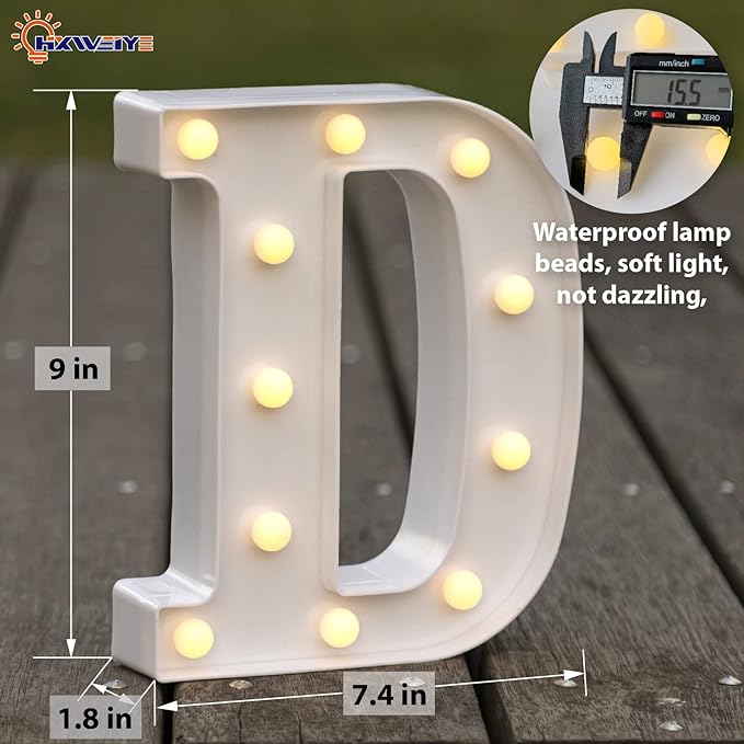 HXWEIYE LED Marquee Letters - 26 Alphabet & 10 Number Big Lights for Party, Birthday, Bar, Christmas Decor (Warm White, Battery Powered)