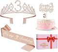 3rd Birthday Decorations for Girls, Including Sash, Crown/Tiara, Candles, Cake Toppers, 3rd Birthday Gifts for Girls