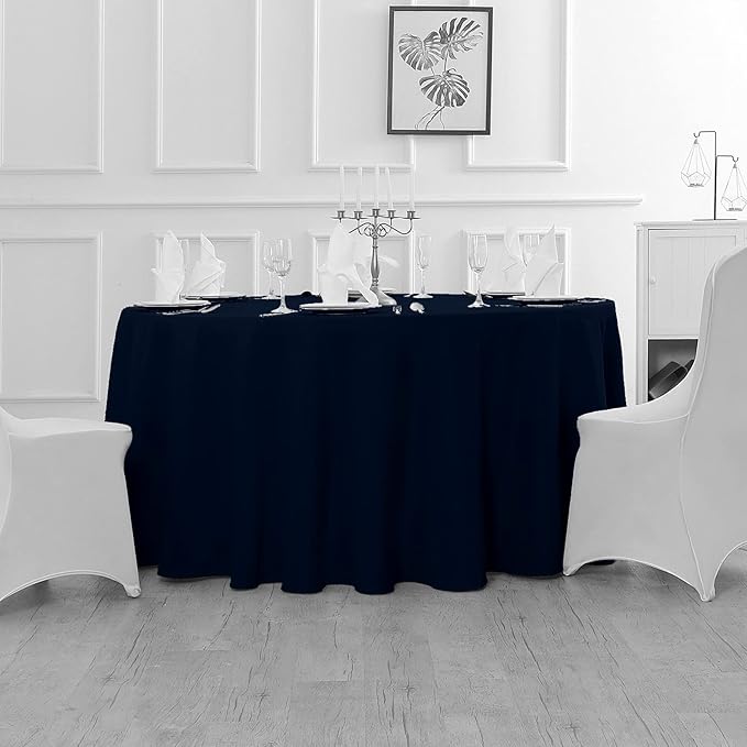 Fokitut 6 Pack Round Tablecloth, 70 Inch, Stain Resistant and Wrinkle Polyester Table Cloth, Fabric Table Cover for Kitchen Dining, Wedding, Party, Holiday Dinner-Navy