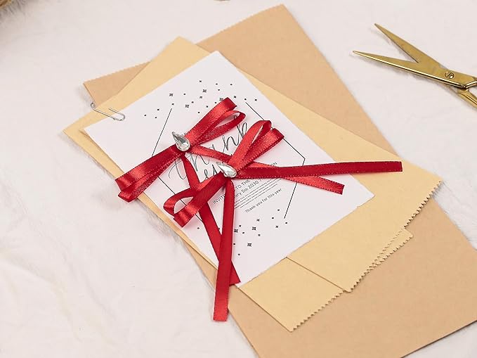 Red Satin Ribbon 1/4 inch X Continuous 25 Yards, Single Face Polyester Ribbon Perfect for Gift Wrapping, Flower Bouquet, Wedding Decor, Crafts, Bow Making, Sewing and More