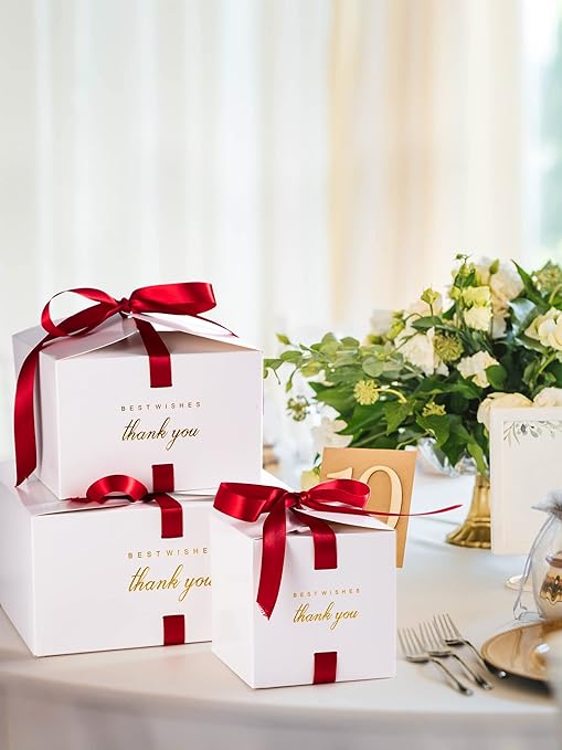 MESHA Gift Boxes 4x4x4'' 10 Pack, Small White Gift Boxes with Lids,Bridesmaid Proposal Box, Wedding Boxes for Gifts Thank You Box with Ribbon Cupcake Boxes