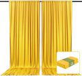 2 Panels Yellow Backdrop Curtain, 10 x 10 Feet Satin Background Curtains for Parties, Weddings, Baby Showers, Halloween, Christmas Birthday Party Photoshoot Backdrop Curtains Decorations