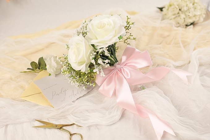 Baby Pink Satin Ribbon 1-1/2 inch X Continuous 50 Yards, Single Face Polyester Ribbon Perfect for Gift Wrapping, Flower Bouquet, Wedding Decor, Crafts, Bow Making, Sewing and More