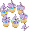 48Pcs Edible Butterflies Cake Topper Edible Butterfly Cupcake Toppers Wafer Paper Butterflies Edible Butterfly Cake Decorations for Wedding Birthday Party Cupcakes Decorating (Purple)