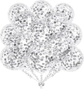 50pcs Silver Foil Confetti Balloons,12 inch Latex Balloon with Silver Confetti Inside for Birthday Family Party Wedding Party Baby Shower Decoration Supplies