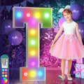 imprsv 4FT Colorful Marquee Light Up Letters T, 18 Colors Large Light up Letters Alphabet Sign with Remote, Large Marry Me Sign, Birthday Party Decorations Baby Shower Anniversary Wedding Decoration