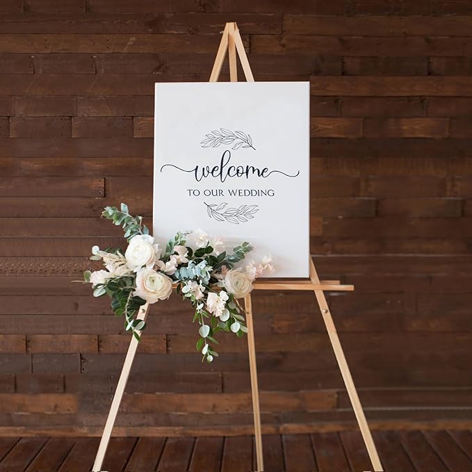 Wooden Easels for Display, Wood Easels for Wedding Signs, Stand Tripod with Adjustable Tray A-Frame Light Duty for Poster, Welcome Sign, Art Show & Baby Shower (3 Pack, 63")