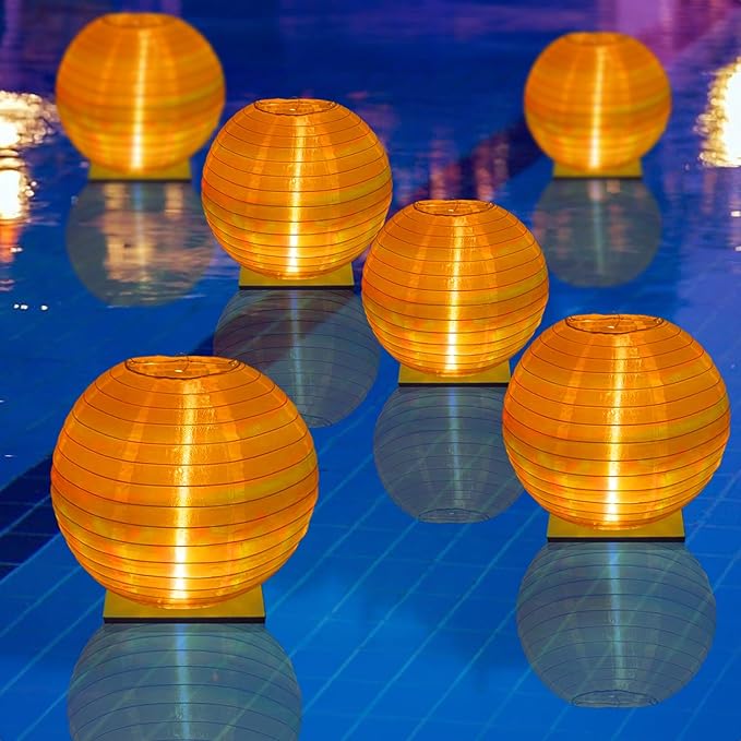 Floating Lanterns LED Pool Lights,IP68 Waterproof Pool Lights That Float ,13 Color Changes by Remote Control for Pool Decor,Outdoor Party,Wedding (2Pcs - 10 inches)