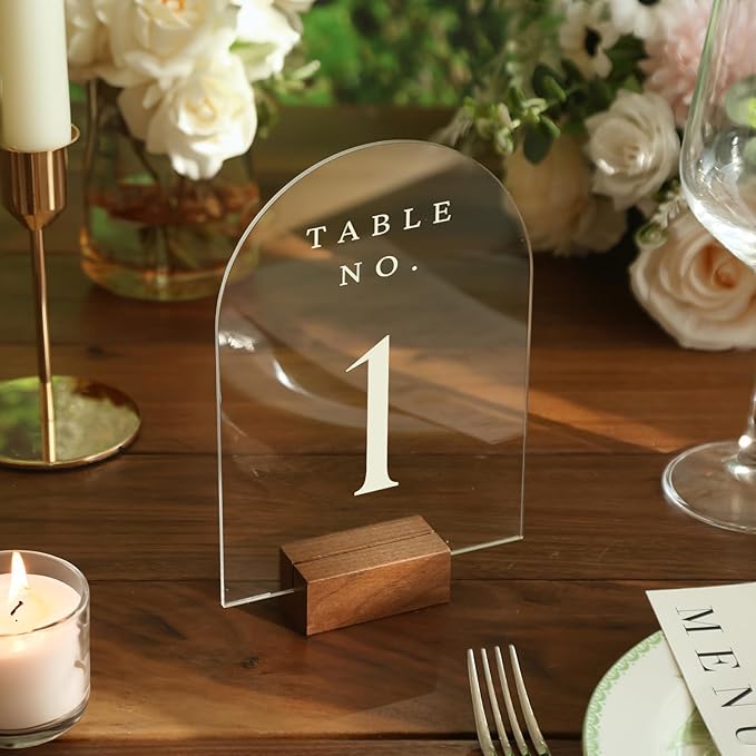 UNIQOOO 20 Pcs Acrylic 5x7 Clear Arch Table Sign for Wedding, 1/8 in Thick, DIY Blank Arch Sign Sheet Perfect for Decoration, Party,Anniversary, Event, Base NOT Included