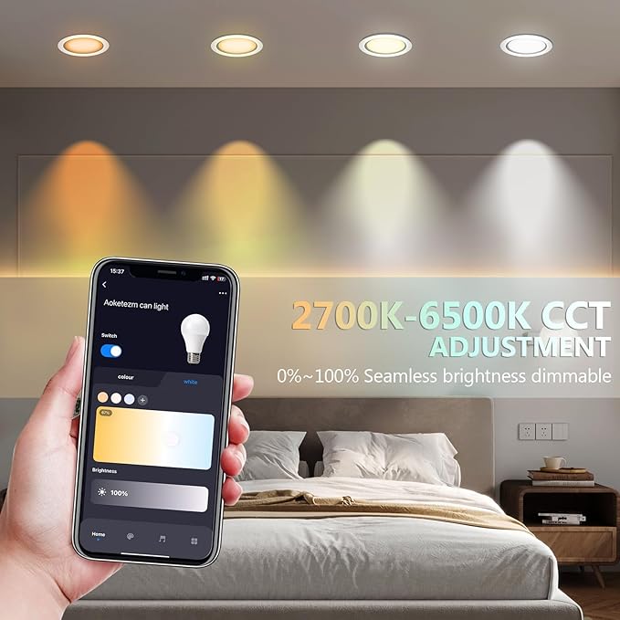 6 inch Smart LED Can Lights with Remote, RGB Color Changing LED Recessed Lighting, 13W 1050LM Bluetooth Baffle Trim Downlight, Compatible with Alexa, Google Home and Siri, 1 Pack