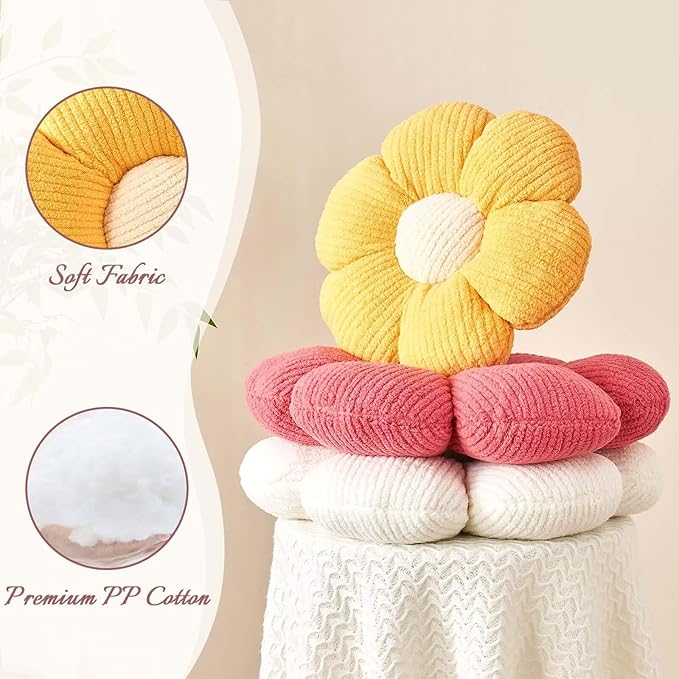 Flower Throw Pillow, Soft Peach Pink 19.6" Shaped Floor Pillow for Home Decor, Cute Aesthetic Plush Decorative Pillows for Bed, Sofa, Couch