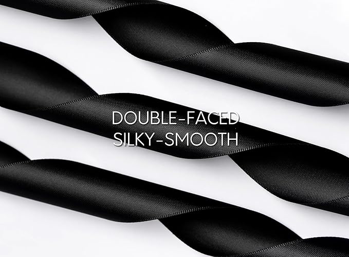 Black Satin Ribbon 1-1/2 Inch x 50 Yards Double-Faced Polyester Hair Ribbons for Women, for Gift Wrapping Paper Bows Wedding Invitations DIY Crafts