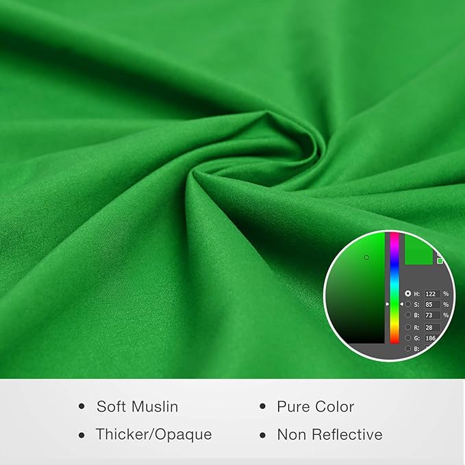 Yesker 8.5x10ft Green Screen Backdrop Kit with Stand Photography Greenscreen Background Support System with 6x9ft Muslin Chromakey Backdrop and Clamp for Photo Video Studio Portrait Product Shooting