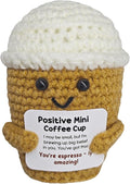 Coffee Lovers Birthday Gifts for Women Men,Positive Crochet Espresso Themed Brithday Presents,Inspirational Encouragement Gift,Office Desk Decor,Coffee Gift