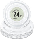 24 Pcs White Paper Plates 9 Inch Scalloped Dessert Plates - Disposable White Cake Plate - Baby Shower Birthday Party Wedding Bridal Party Supplies